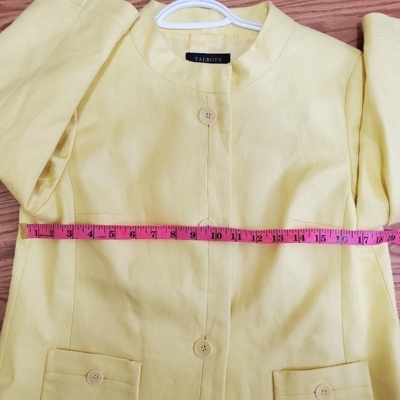 TALBOTS women blazer size 10P yellow 100% linen - Picture 15 of 16